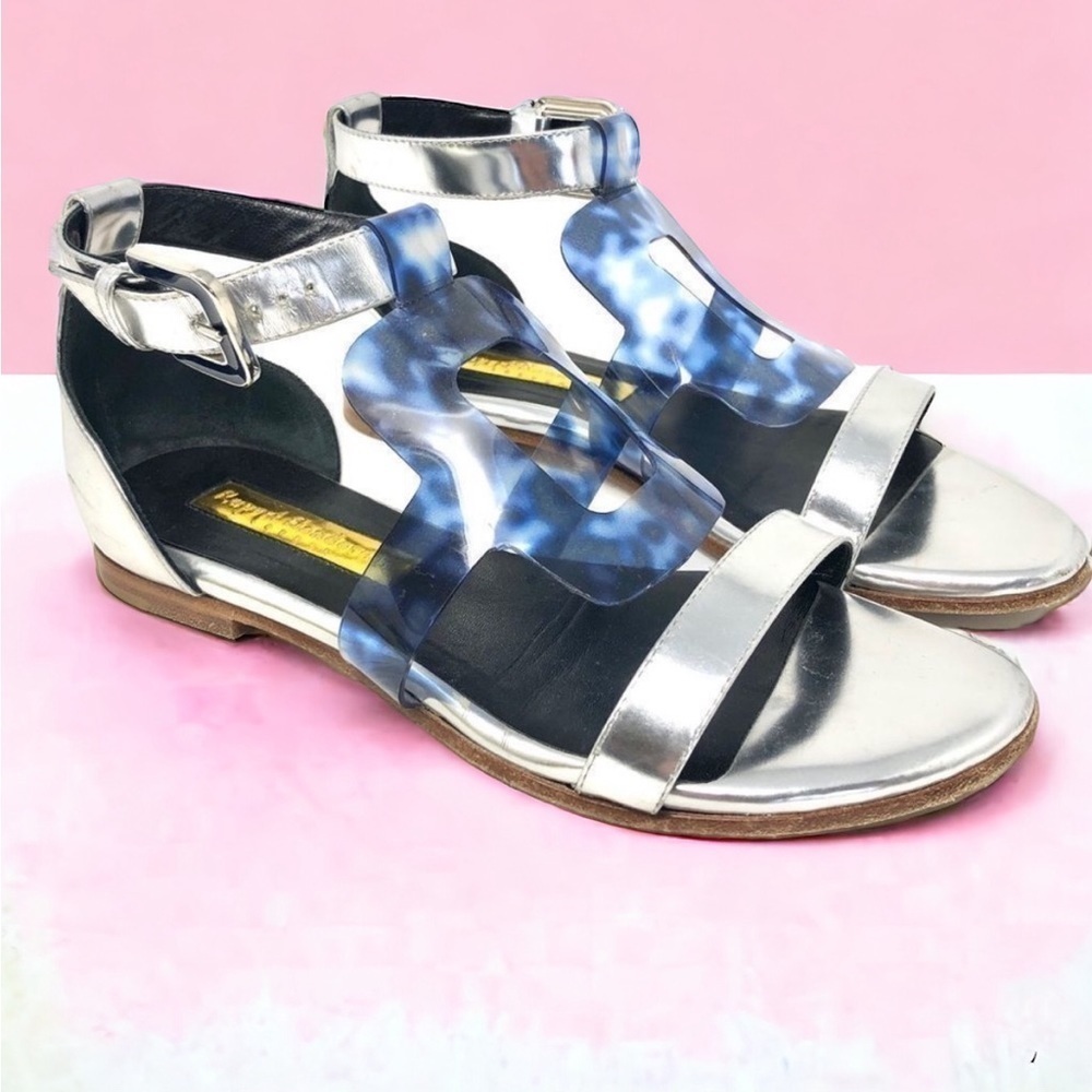 RUPERT Sanderson Silver & Clear Blue Sandals 37.5